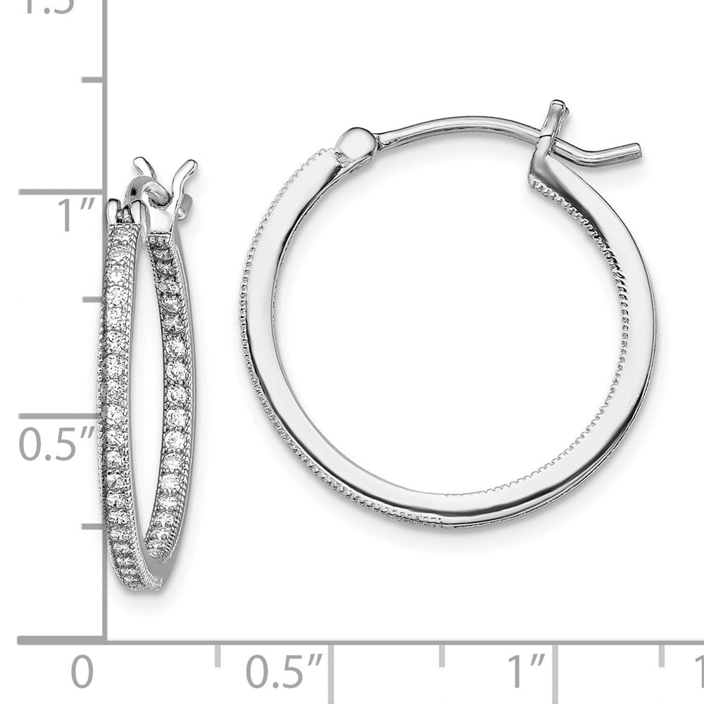 Rhodium-plated Sterling Silver Micro Pave CZ In Out Hoops