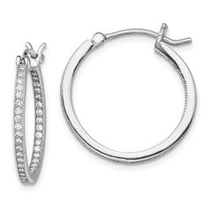 Rhodium-plated Sterling Silver Micro Pave CZ In Out Hoops