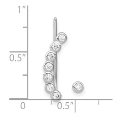 Rhodium-plated Sterling Silver CZ 1 Ear Climber and 1 Stud Earrings