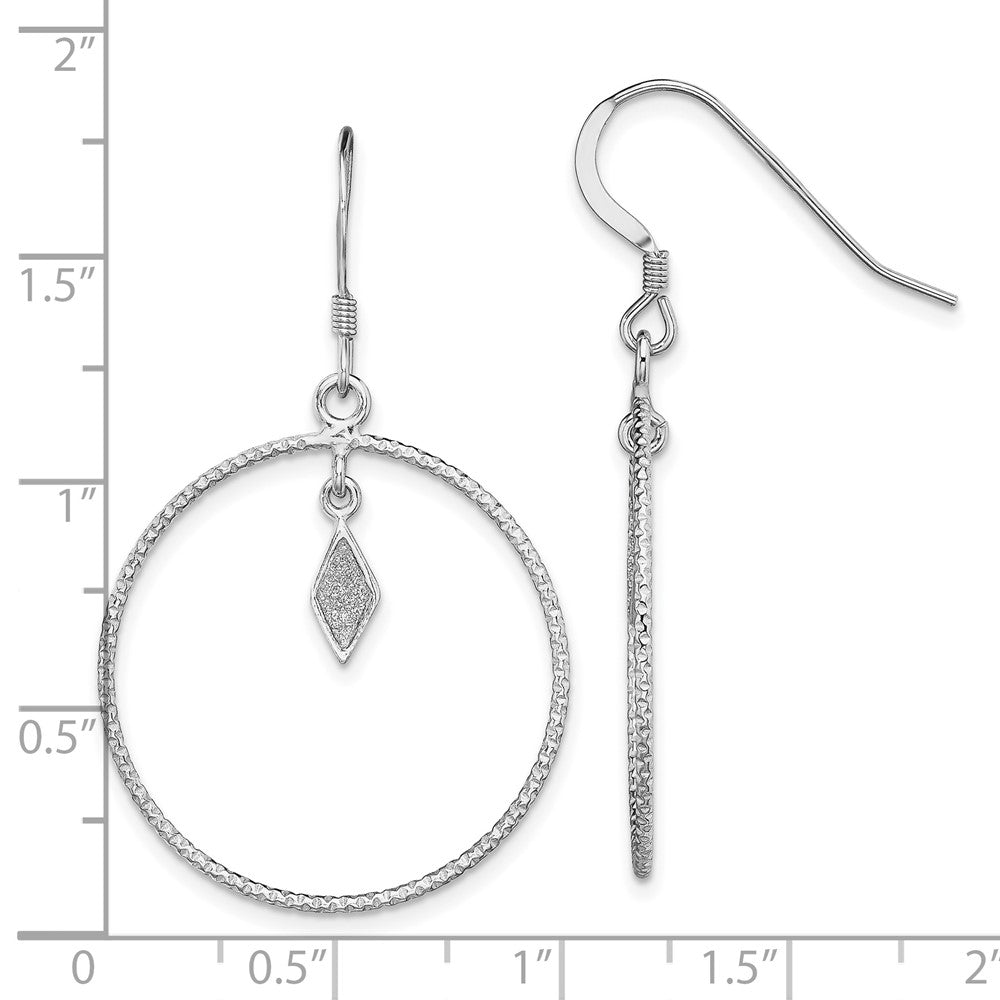 Sterling Silver Rhodium-plate Glitter Enamel Diamond-cut Earrings