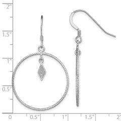 Sterling Silver Rhodium-plate Glitter Enamel Diamond-cut Earrings