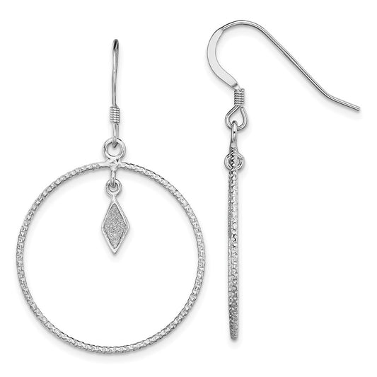 Sterling Silver Rhodium-plate Glitter Enamel Diamond-cut Earrings