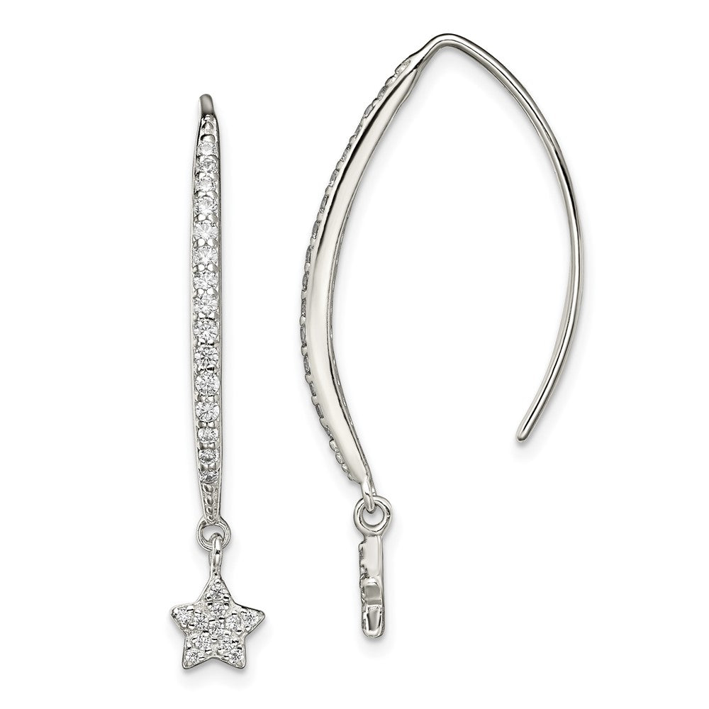 Sterling Silver CZ Star Threader Earrings