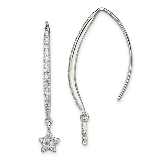 Sterling Silver CZ Star Threader Earrings