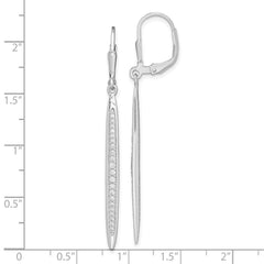 Rhodium-plated Sterling Silver CZ Bar Leverback Dangle Earrings