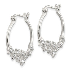 Sterling Silver CZ Star Hoop Earrings
