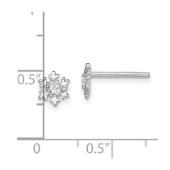 Rhodium-plated Sterling Silver CZ Snowflake Post Earrings