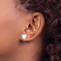 Rhodium-plated Sterling Silver 7-8mm White Button FWC Pearl Post Earrings