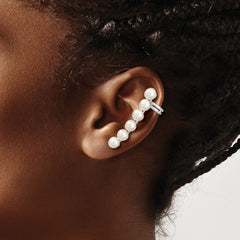 Rhodium-plated Sterling Silver 5-6mm FWC Pearl Ear Climber Cuff Earrings