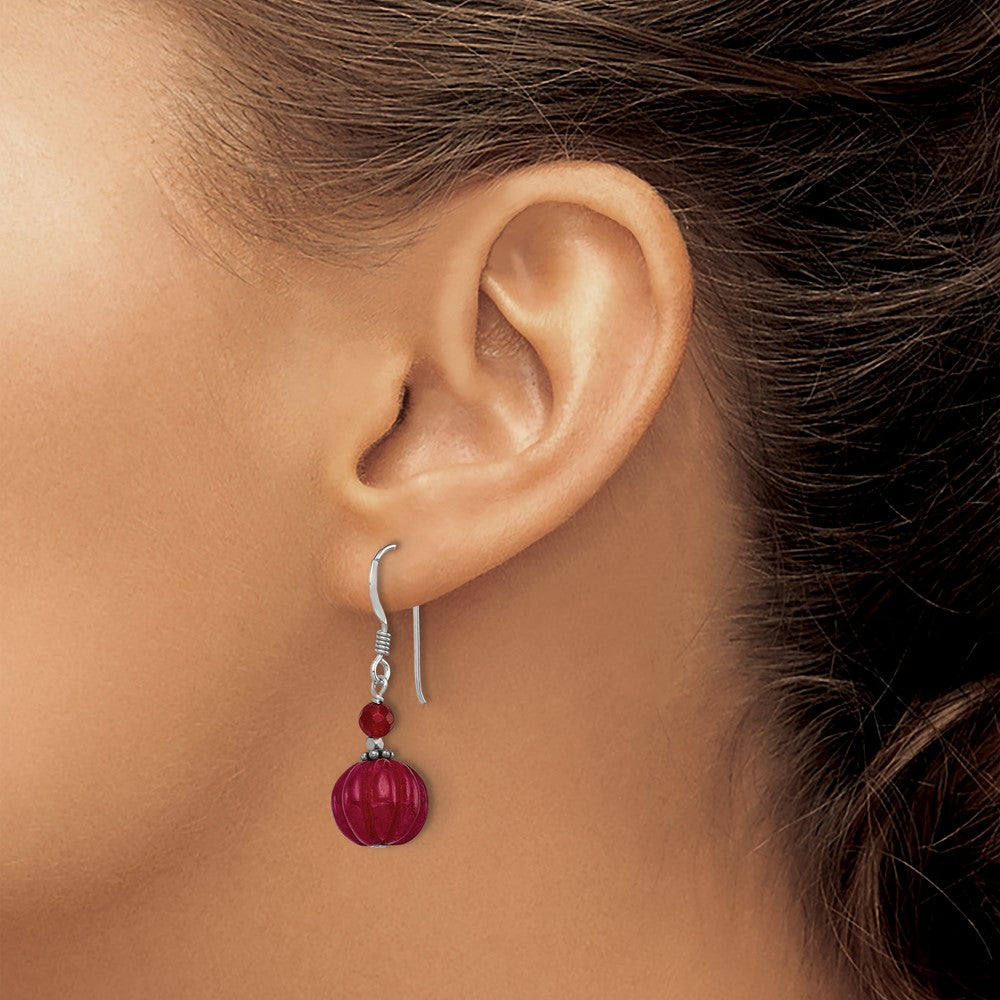 Sterling Silver Red Adventurine and Red Quartz Shepherd Hook Earrings