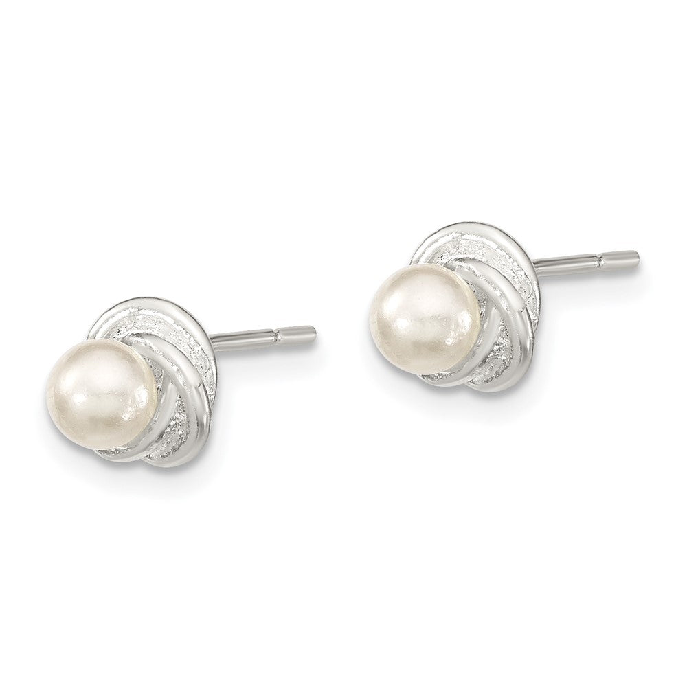 Sterling Silver Polished FWC Pearl Post Earrings