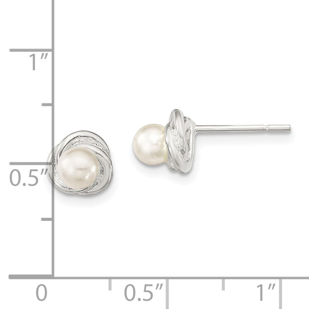Sterling Silver Polished FWC Pearl Post Earrings