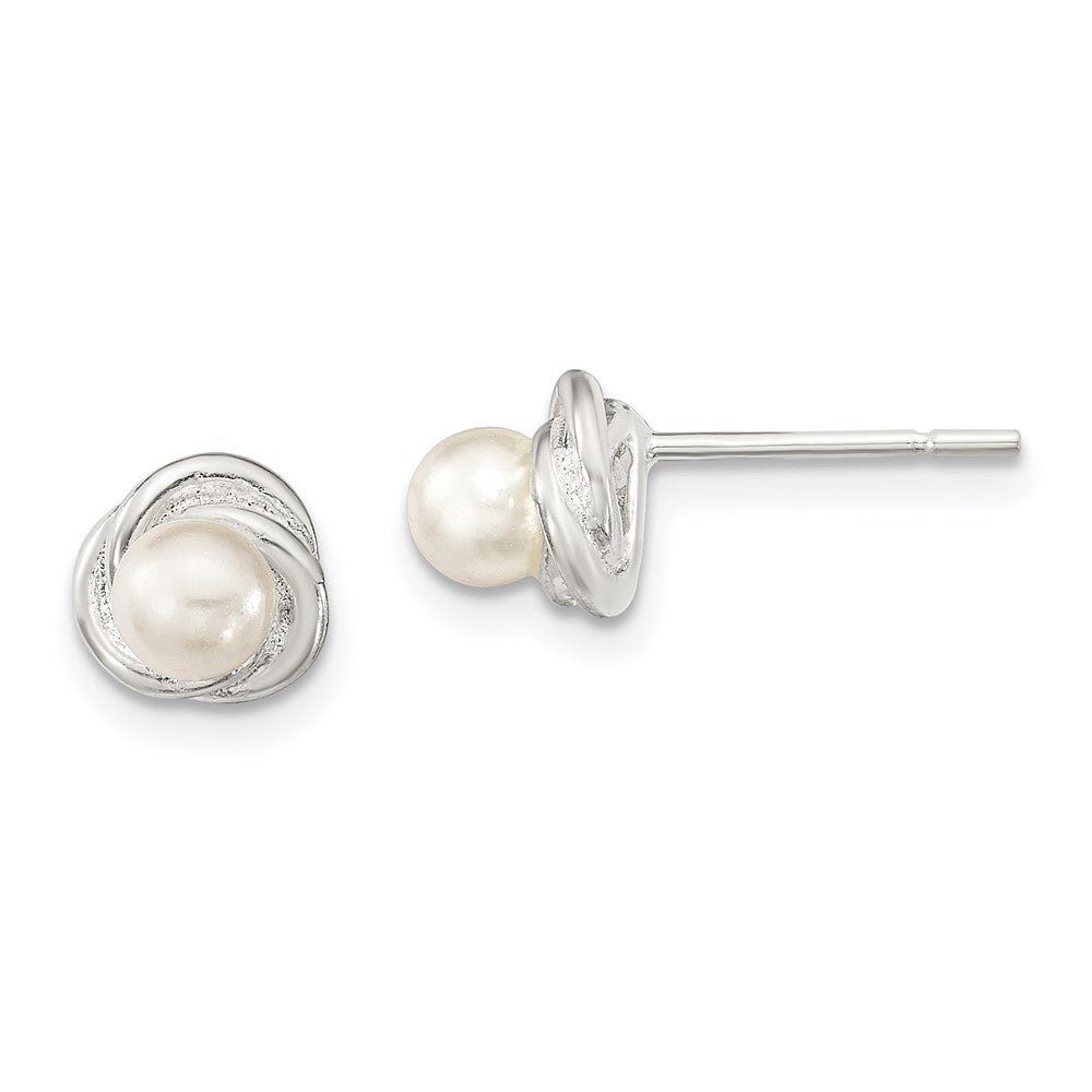 Sterling Silver Polished FWC Pearl Post Earrings