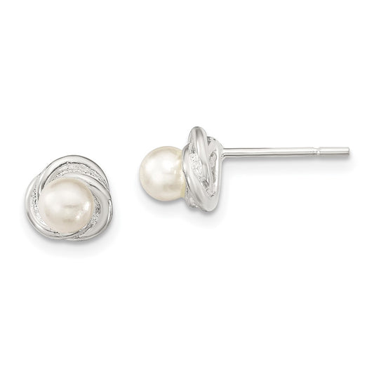Sterling Silver Polished FWC Pearl Post Earrings