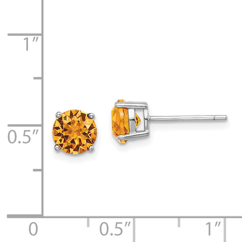 Rhodium-plated Sterling Silver Yellow Crystal Birthstone Earrings