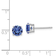 Rhodium-plated Sterling Silver Blue Crystal Birthstone Earrings