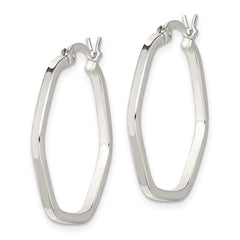 Sterling Silver Polished Hexagon Hoop Earrings
