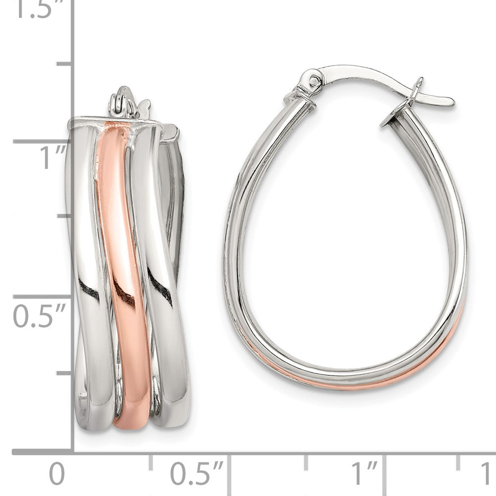 Rose Gold-plated Sterling Silver Polished Wavy Hoop Earrings