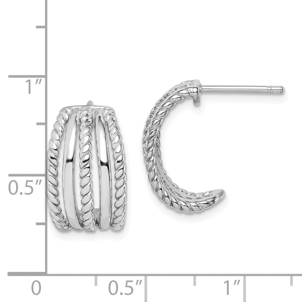 Rhodium-plated Sterling Silver C-Hoop Post Earrings