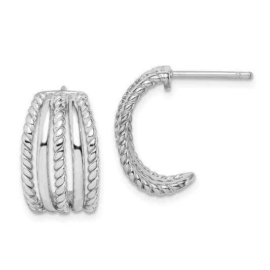 Rhodium-plated Sterling Silver C-Hoop Post Earrings