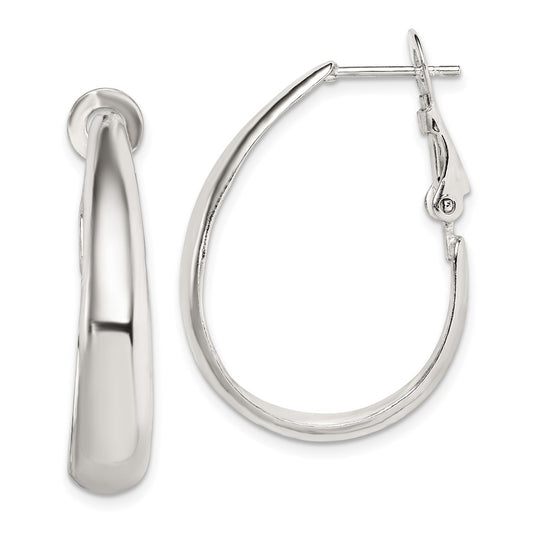Sterling Silver Polished Omega Back Hoop Earrings