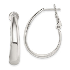 Sterling Silver Polished Omega Back Hoop Earrings