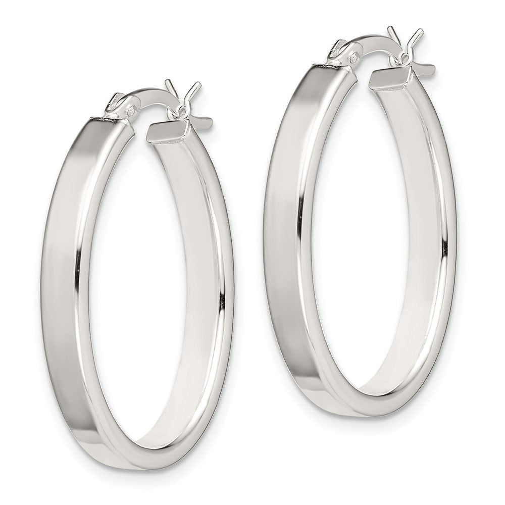 Sterling Silver Polished Oval Hoop Earrings