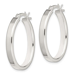 Sterling Silver Polished Oval Hoop Earrings