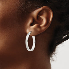 Sterling Silver Polished Oval Hoop Earrings