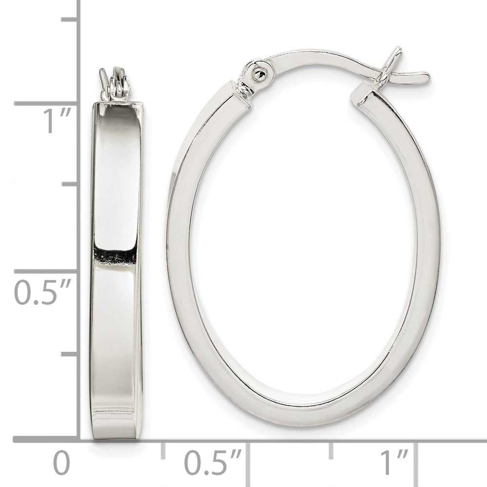 Sterling Silver Polished Oval Hoop Earrings