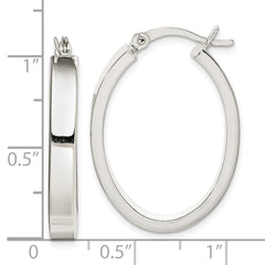 Sterling Silver Polished Oval Hoop Earrings