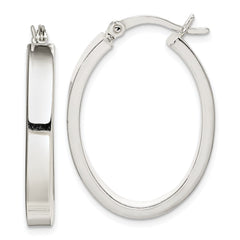 Sterling Silver Polished Oval Hoop Earrings