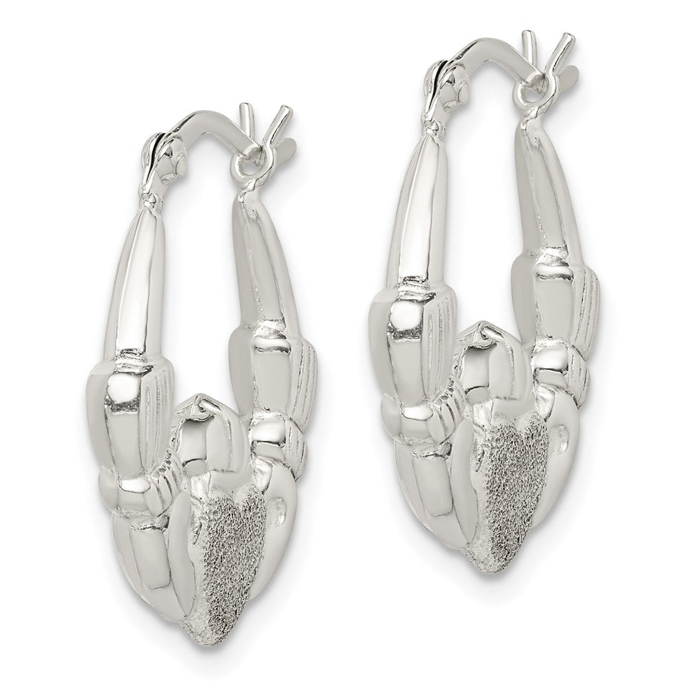 Sterling Silver Laser Cut Claddagh Hoop Earrings