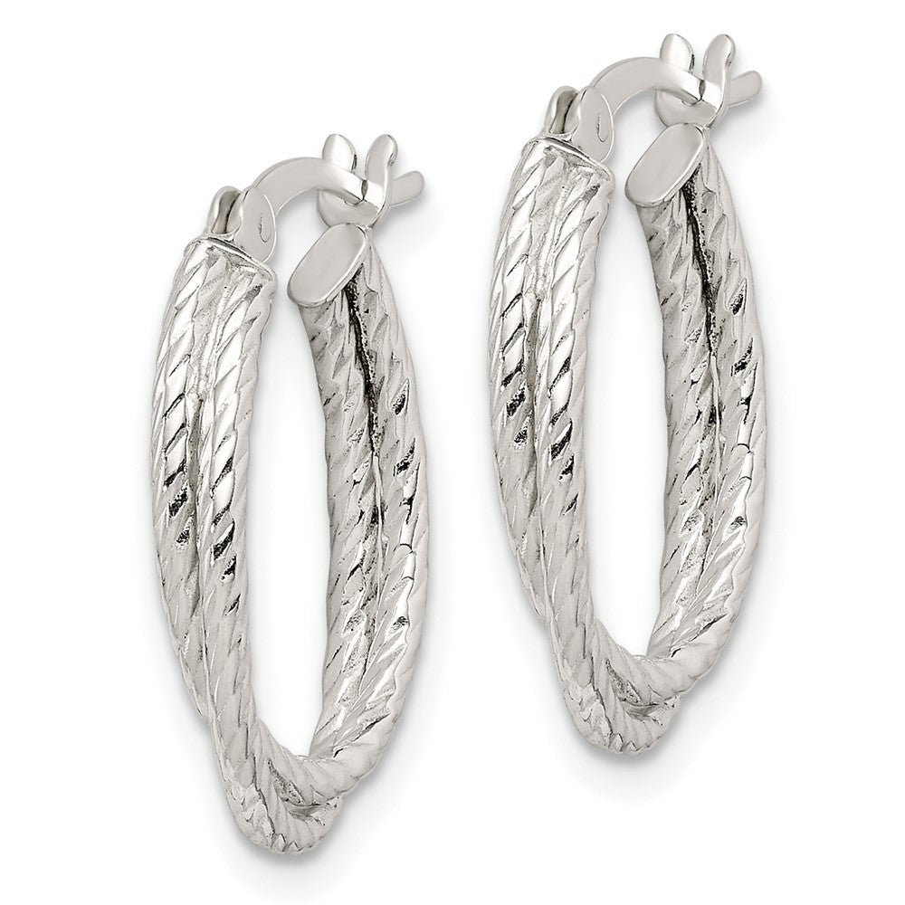 Sterling Silver Twisted and Textured Hoop Earrings
