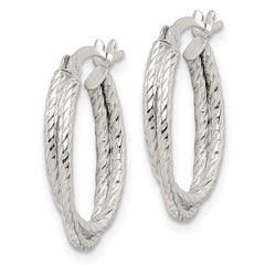 Sterling Silver Twisted and Textured Hoop Earrings