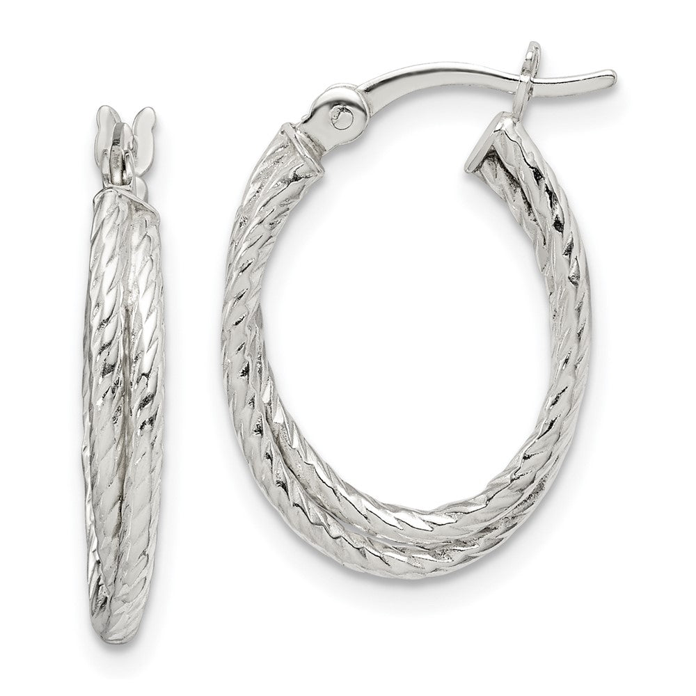 Sterling Silver Twisted and Textured Hoop Earrings