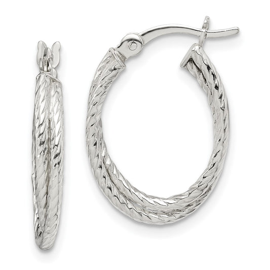 Sterling Silver Twisted and Textured Hoop Earrings