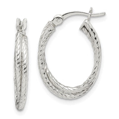 Sterling Silver Twisted and Textured Hoop Earrings
