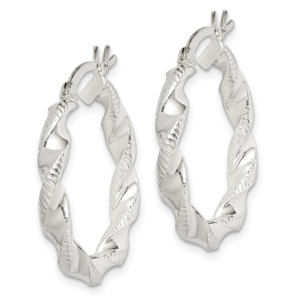 Sterling Silver Twisted and Textured Hoop Earrings