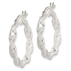 Sterling Silver Twisted and Textured Hoop Earrings