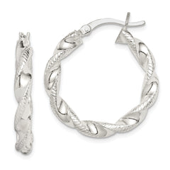 Sterling Silver Twisted and Textured Hoop Earrings