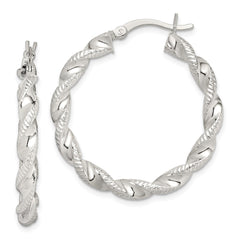 Sterling Silver Twisted and Textured Hoop Earrings