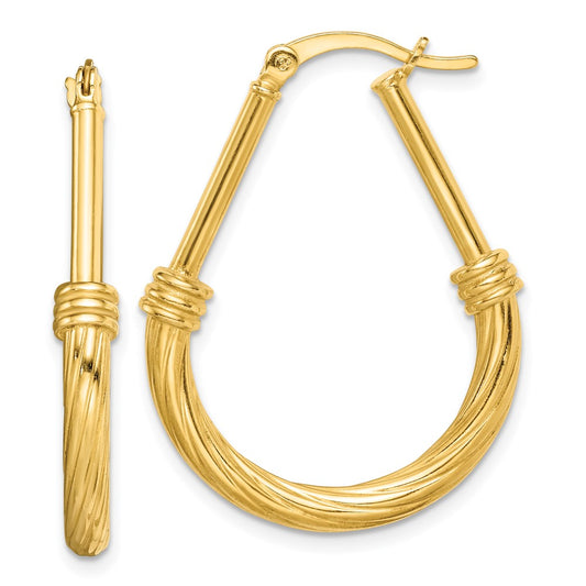 Yellow Gold-plated Sterling Silver Textured Hoop Earrings