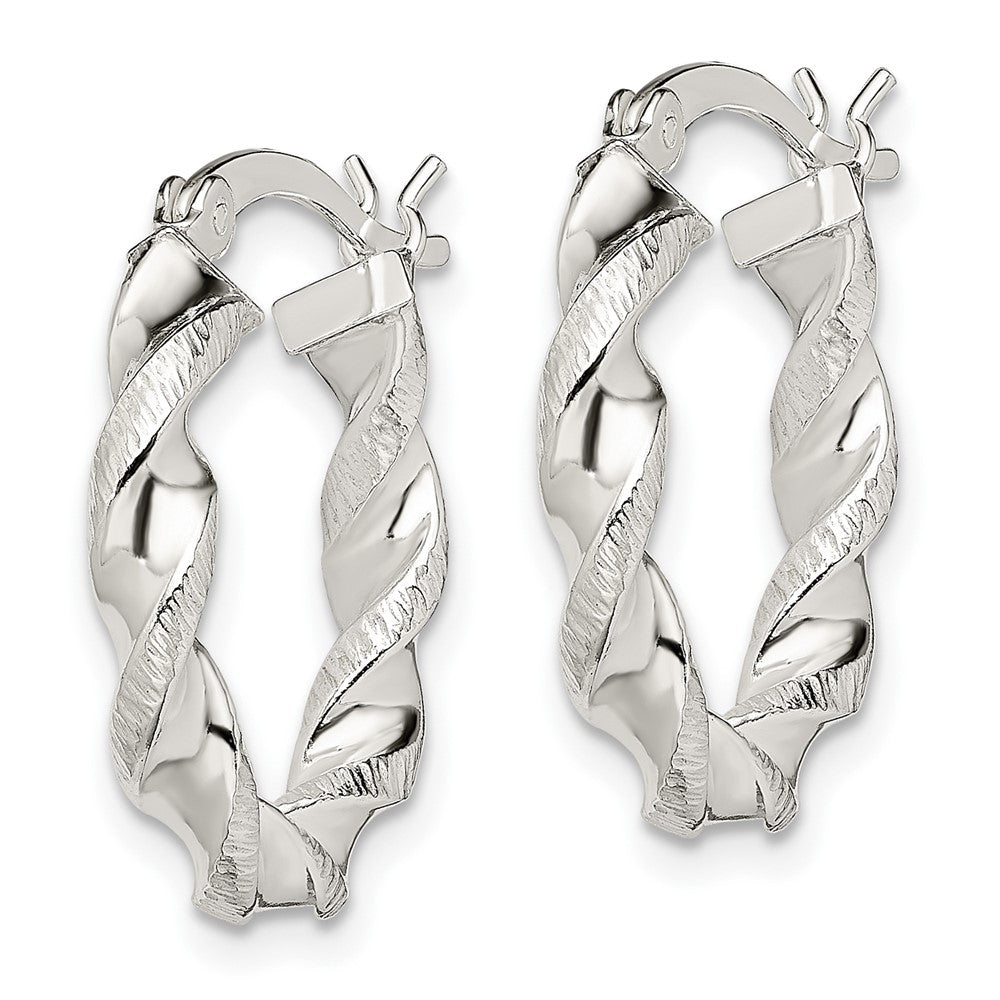 Sterling Silver Twisted and Textured Hoop Earrings