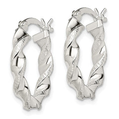 Sterling Silver Twisted and Textured Hoop Earrings