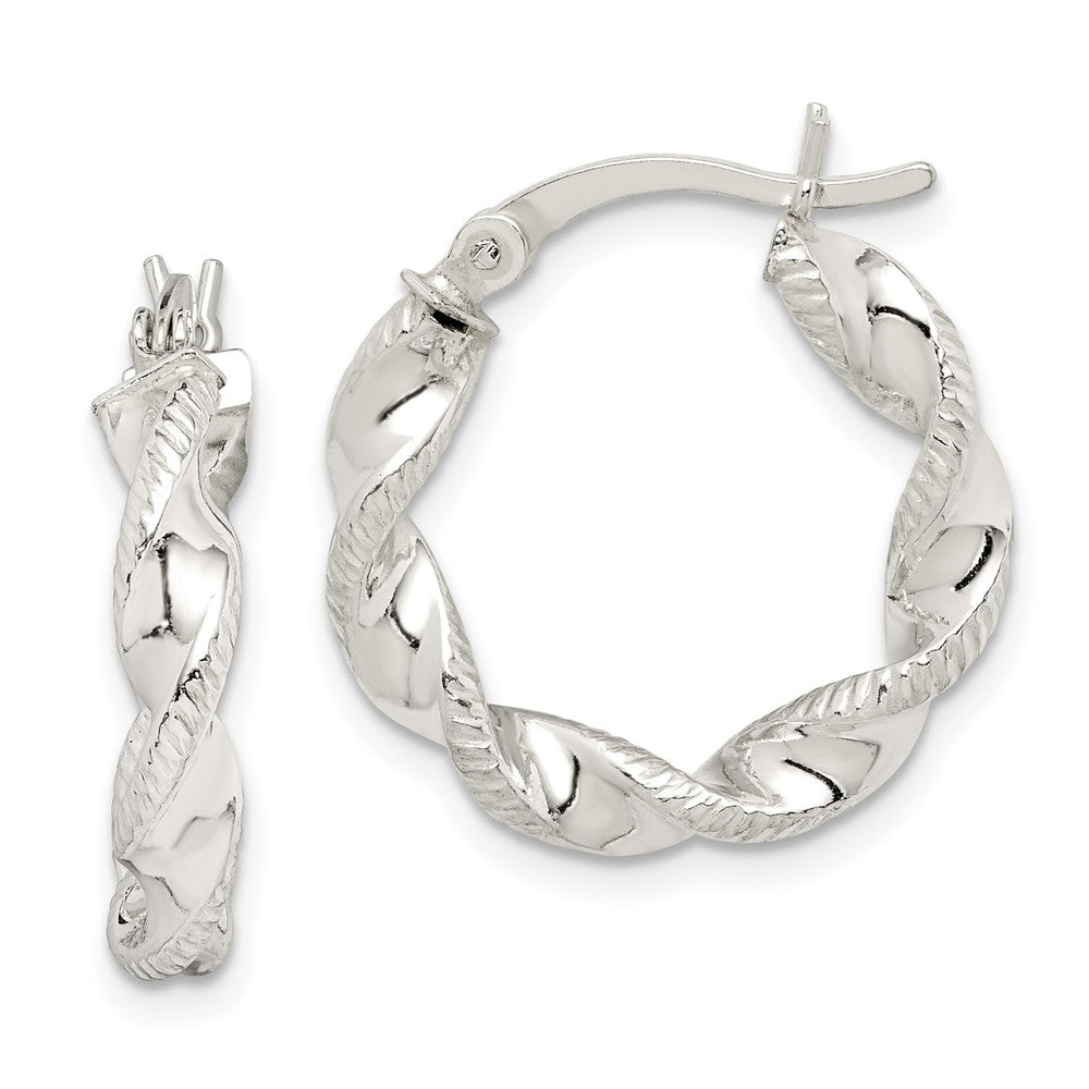 Sterling Silver Twisted and Textured Hoop Earrings
