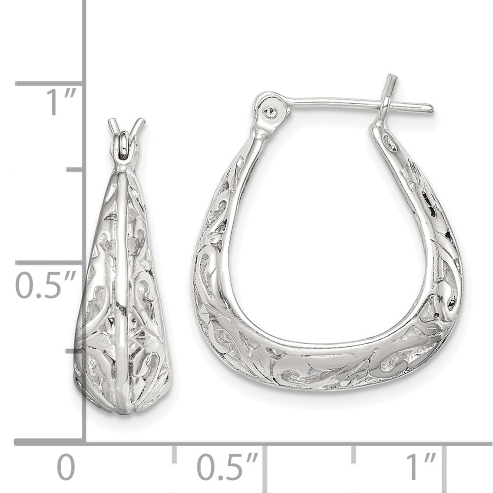 Sterling Silver Polished Swirl Design Hoop Earrings