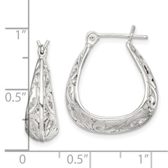 Sterling Silver Polished Swirl Design Hoop Earrings