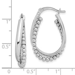Rhodium-plated Sterling Silver Twisted and Beaded Hoop Earrings