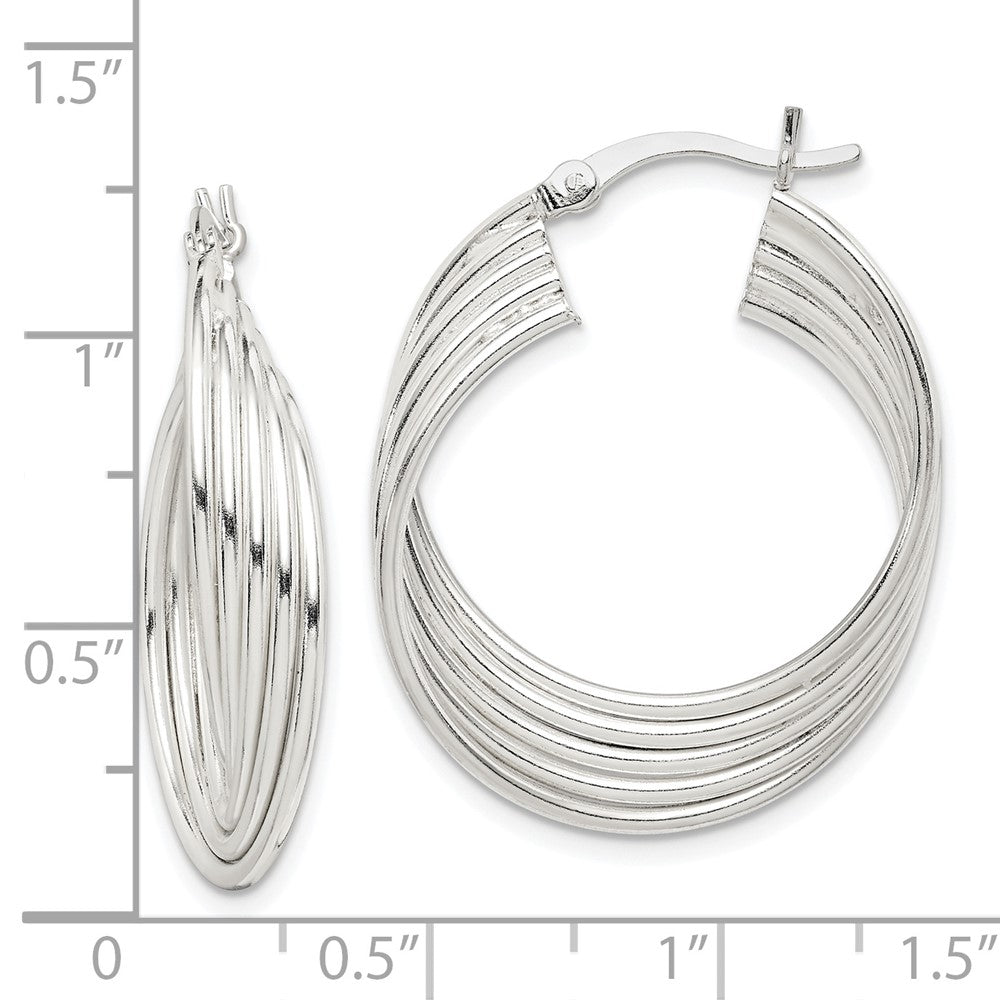 Sterling Silver Polished Twisted Multi-Hoop Earrings